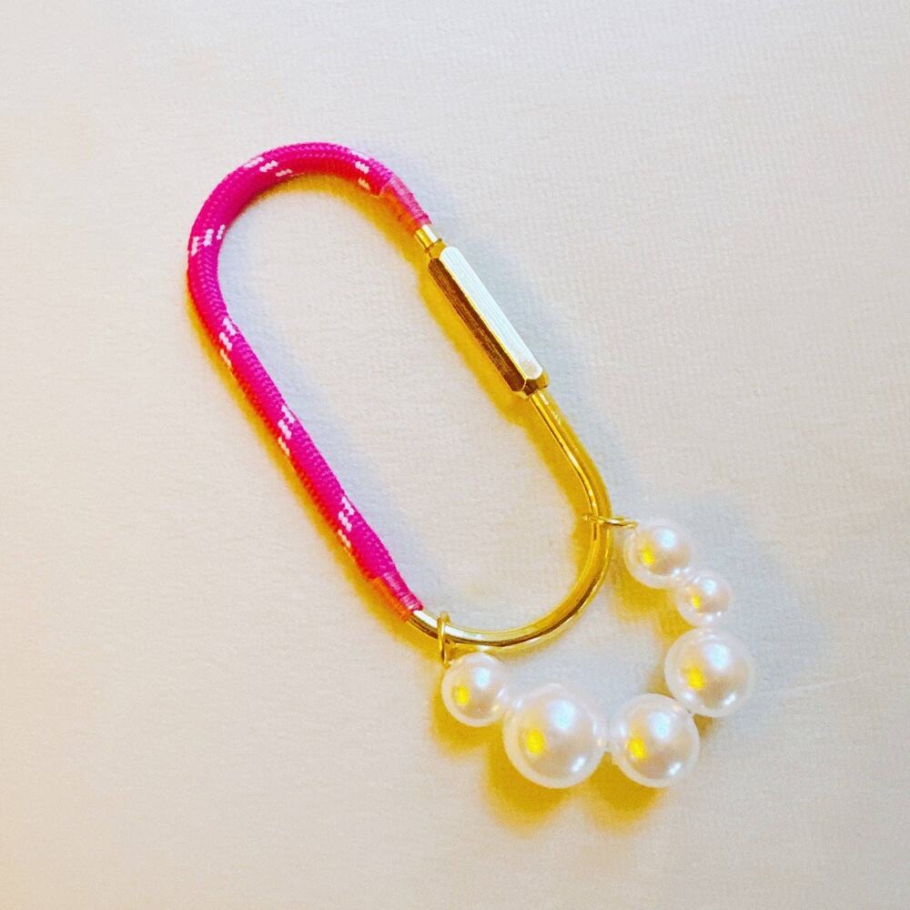 Roped And Pearled Shackle Bag Charm Pink